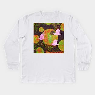 Three Cosmic Birds Digitally Altered Version of Original Work 14 Kids Long Sleeve T-Shirt